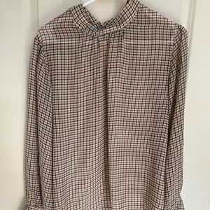 a new day Beige and Black Checkered Blouse
